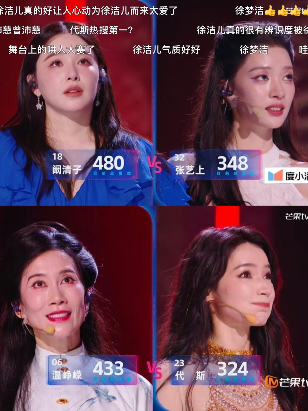 看得出芒果相对偏爱阚清子和温峥嵘了因为和她们俩PK的对手知名度都不够。她们俩
