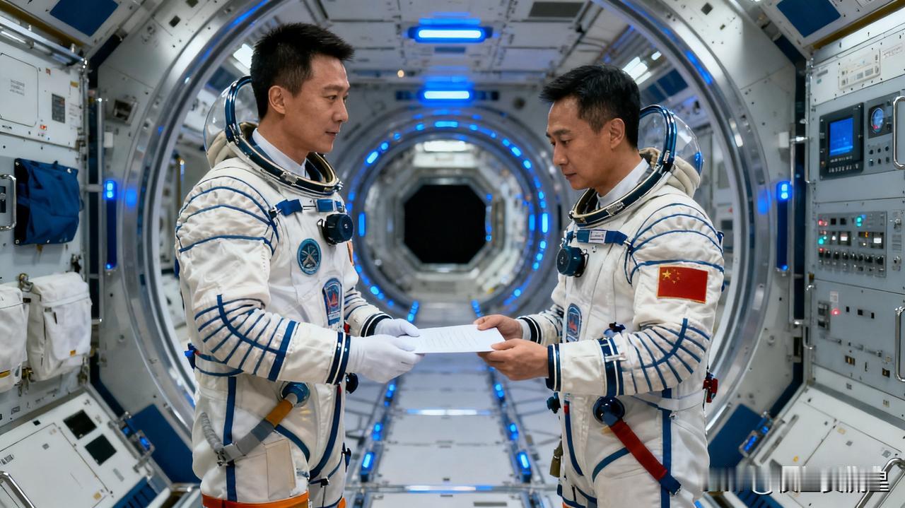 -神舟二十号和神舟二十一号航天员乘组进行交接仪式：神舟二十号和神舟二十一号航天