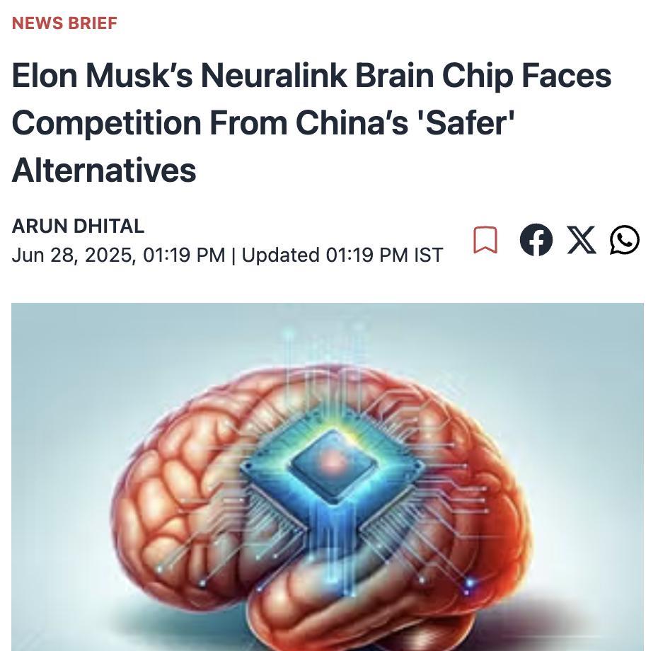 外媒：埃隆·马斯克的Neuralink脑机接口面临来自中国“更安全”替代方案的竞