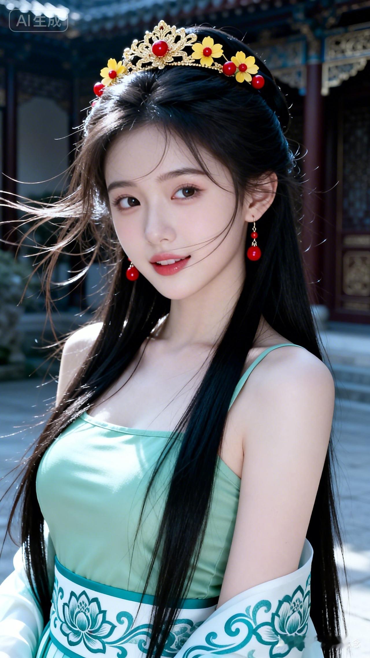 这位小姐姐好漂亮，穿着古装。