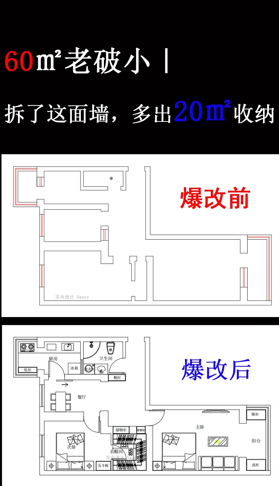太原60㎡老破小，爆改后多出20㎡收纳空间..