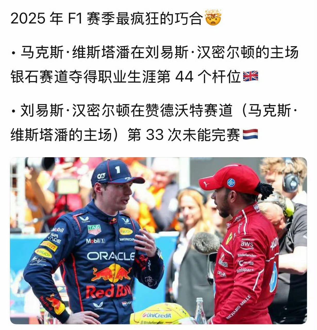 33号车手维斯塔潘/44号车手汉密尔顿。周冠宇机会来了。爱犬（已把它当作家人）