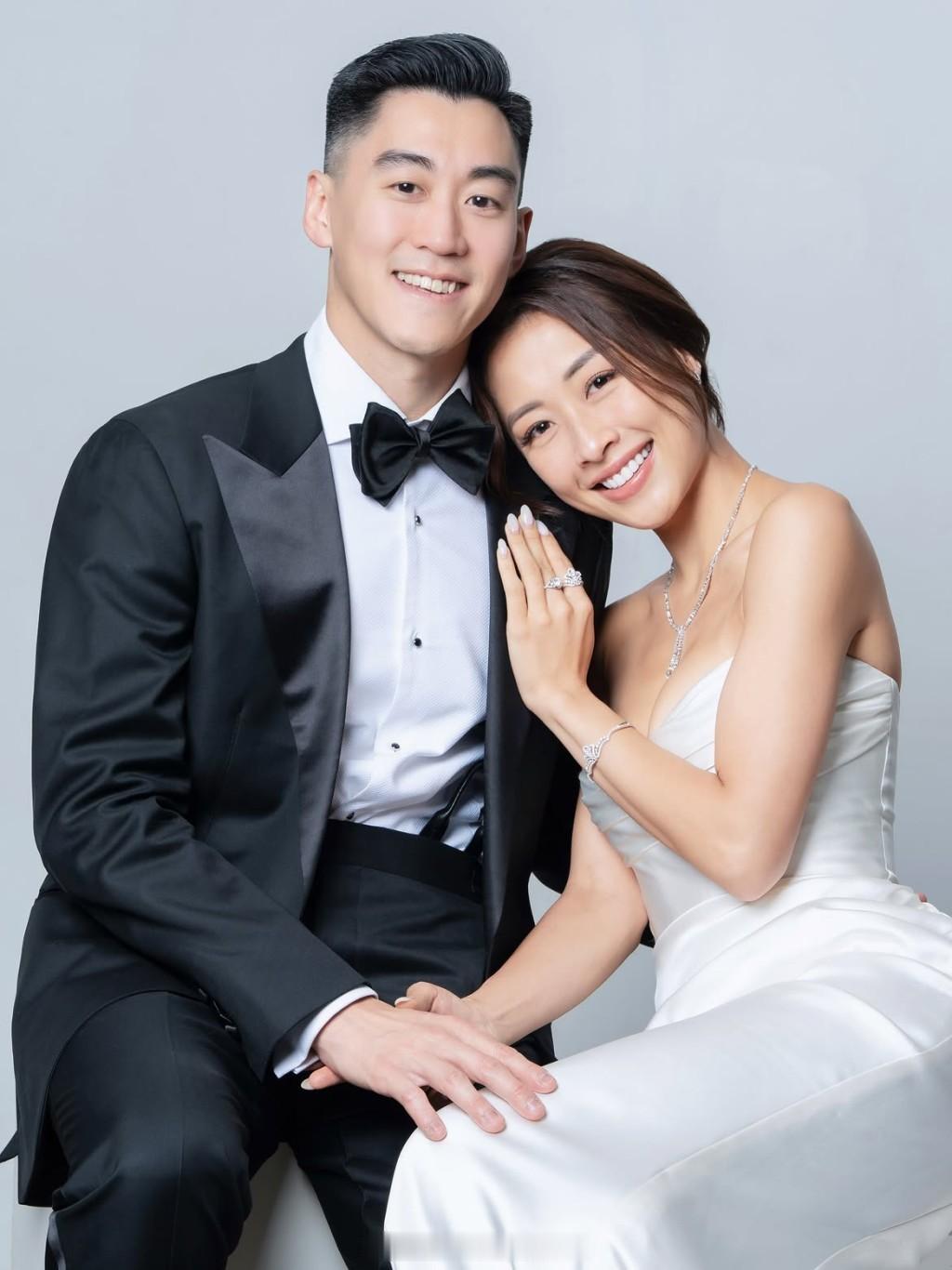 麦明诗同届对手庞卓欣公开性感婚纱照，全套巨钻首饰尽显奢华，四字英文告白未婚夫和麦