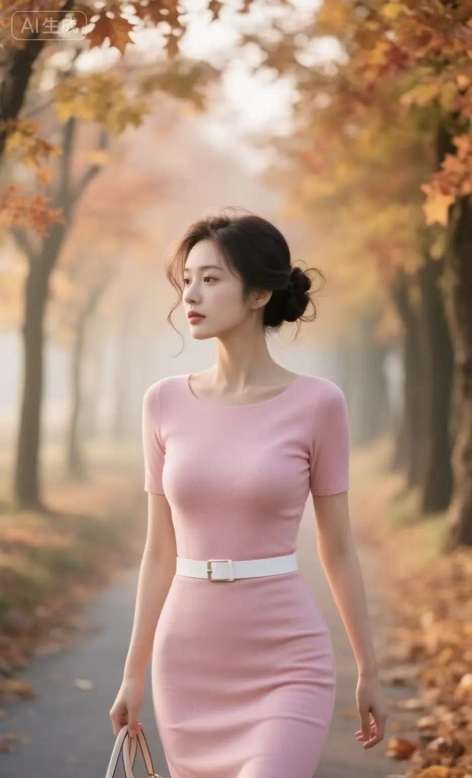 你心中的美女啥模样性感粉色连衣裙美女