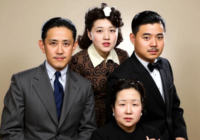 1944年，天津，袁世凯六子袁克桓一家在战火纷飞的民国末年难得的温馨时刻，距离次