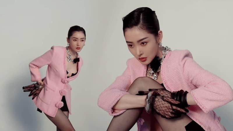 张天爱手机壁纸，时尚丝袜妆造大片。张天爱