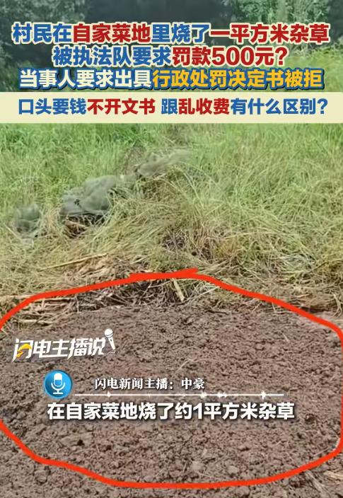 农村地头烧一小堆杂草，本以为是顺手清理，没想到却引来500元“罚款”。更让人想不