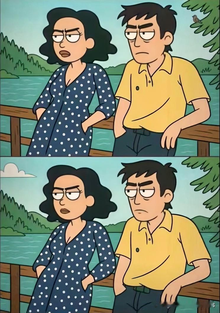 找不同8处找一找湖畔相对意难平，心绪如潮水女：“你脑子进水了吧