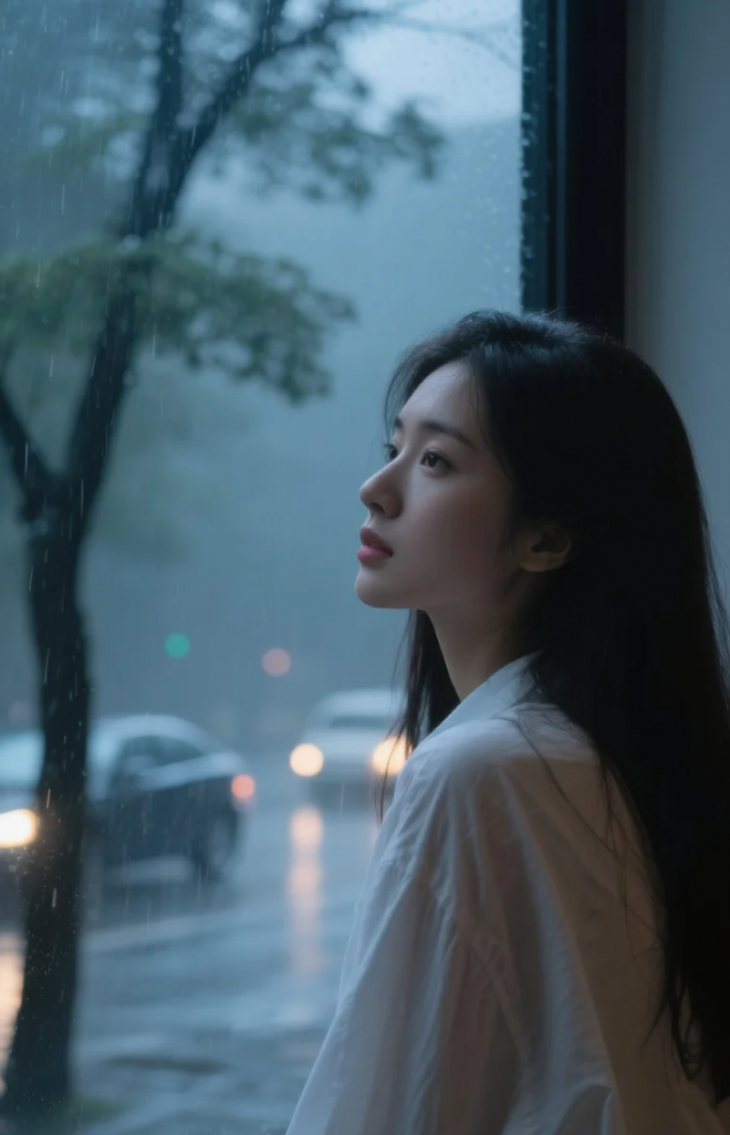 夜晚的诗人：以雨为墨，以窗为纸，勾勒出她的轮廓