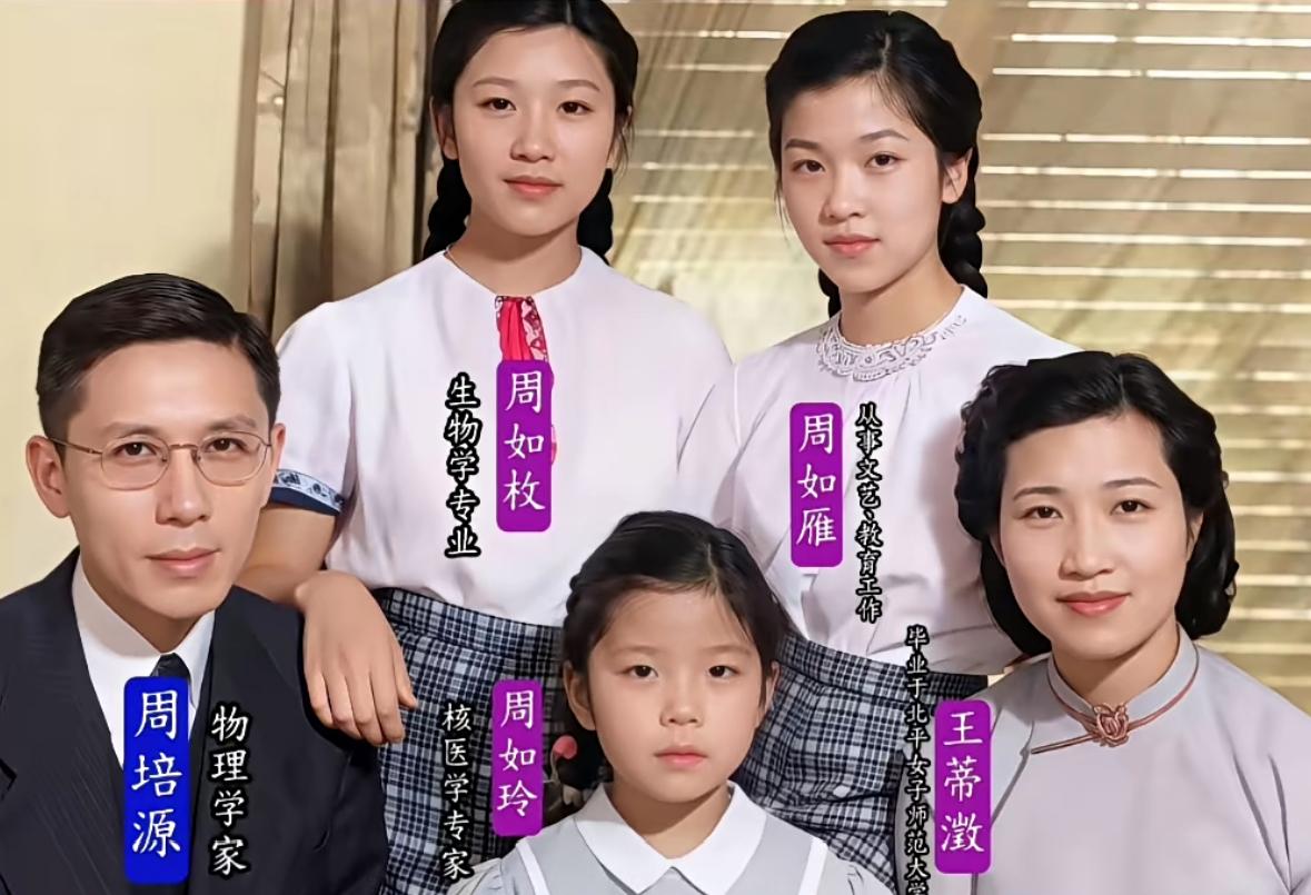 这是北大校长周培源和妻女在在美国加州帕萨迪纳的真实合影，他们一家人不仅颜值在线，