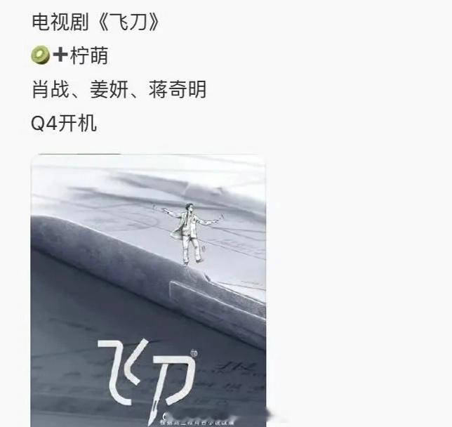 肖战、姜妍、蒋奇明《飞刀》，爱奇艺＋柠萌，男主已签约，Q4开机，有专业医疗团队跟