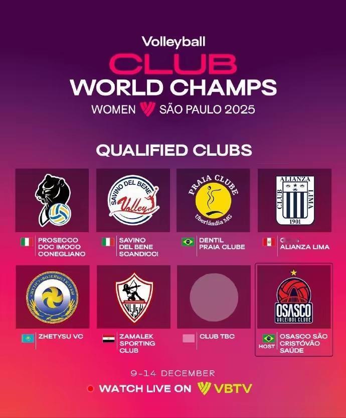 国际排联官网公布世俱杯参赛队名单，天津渤海银行女排无缘，北京汽车女排快去报名