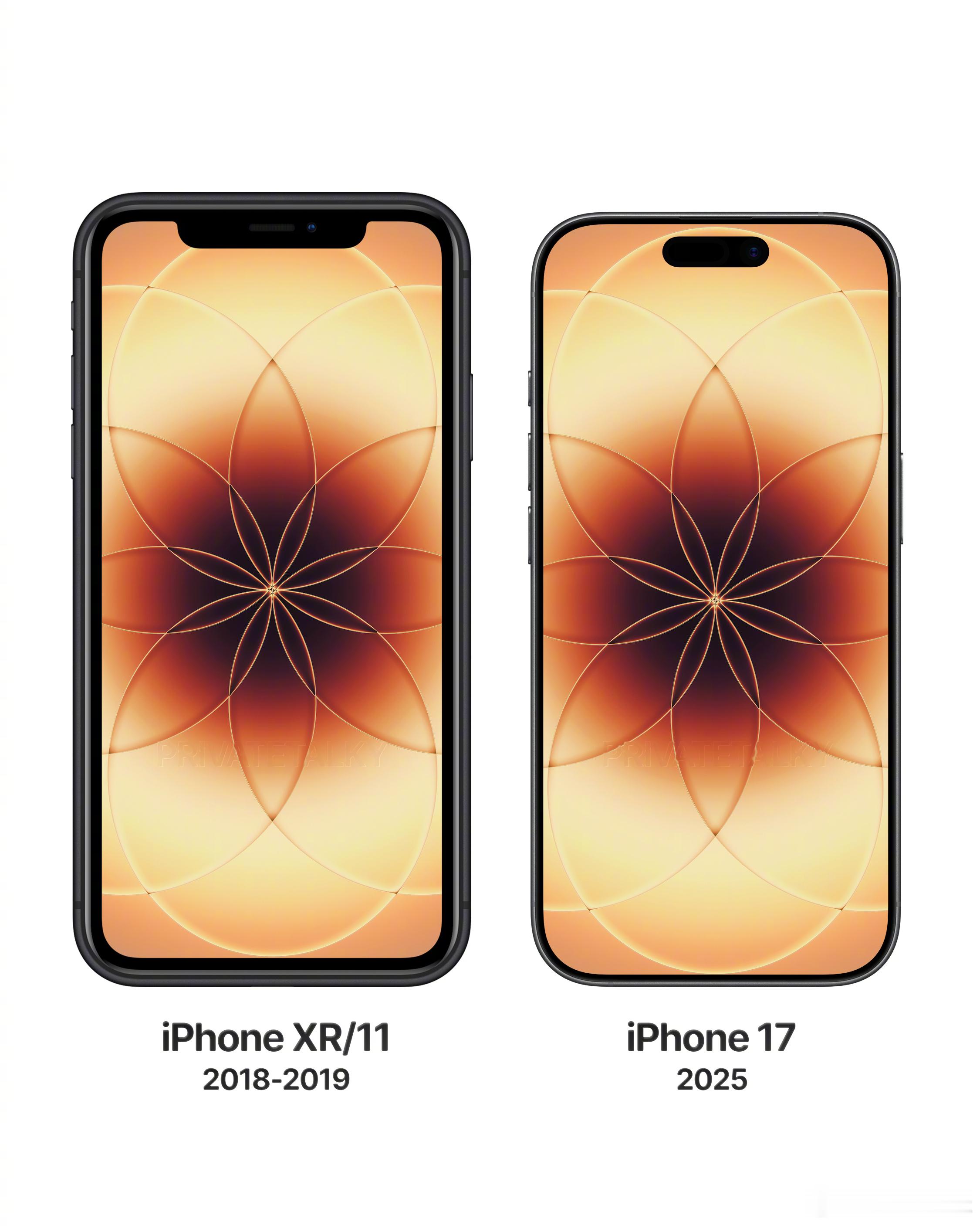 从iPhone11到iPhone17，苹果标准版的边框进步太多了，以前的黑边真的