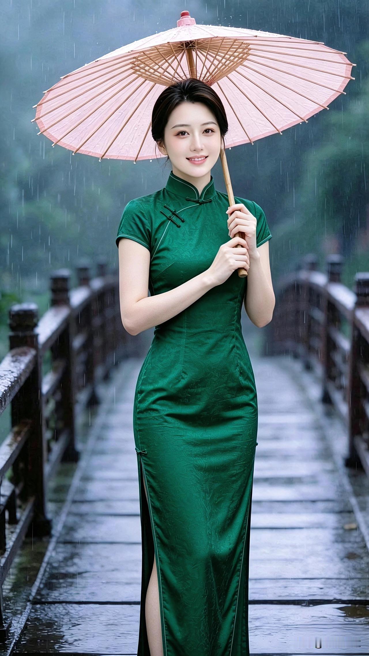 雨落古桥，一柄油纸伞，一袭旗袍。江南的温柔，藏在濛濛烟雨里，一眼便梦回旧时光。