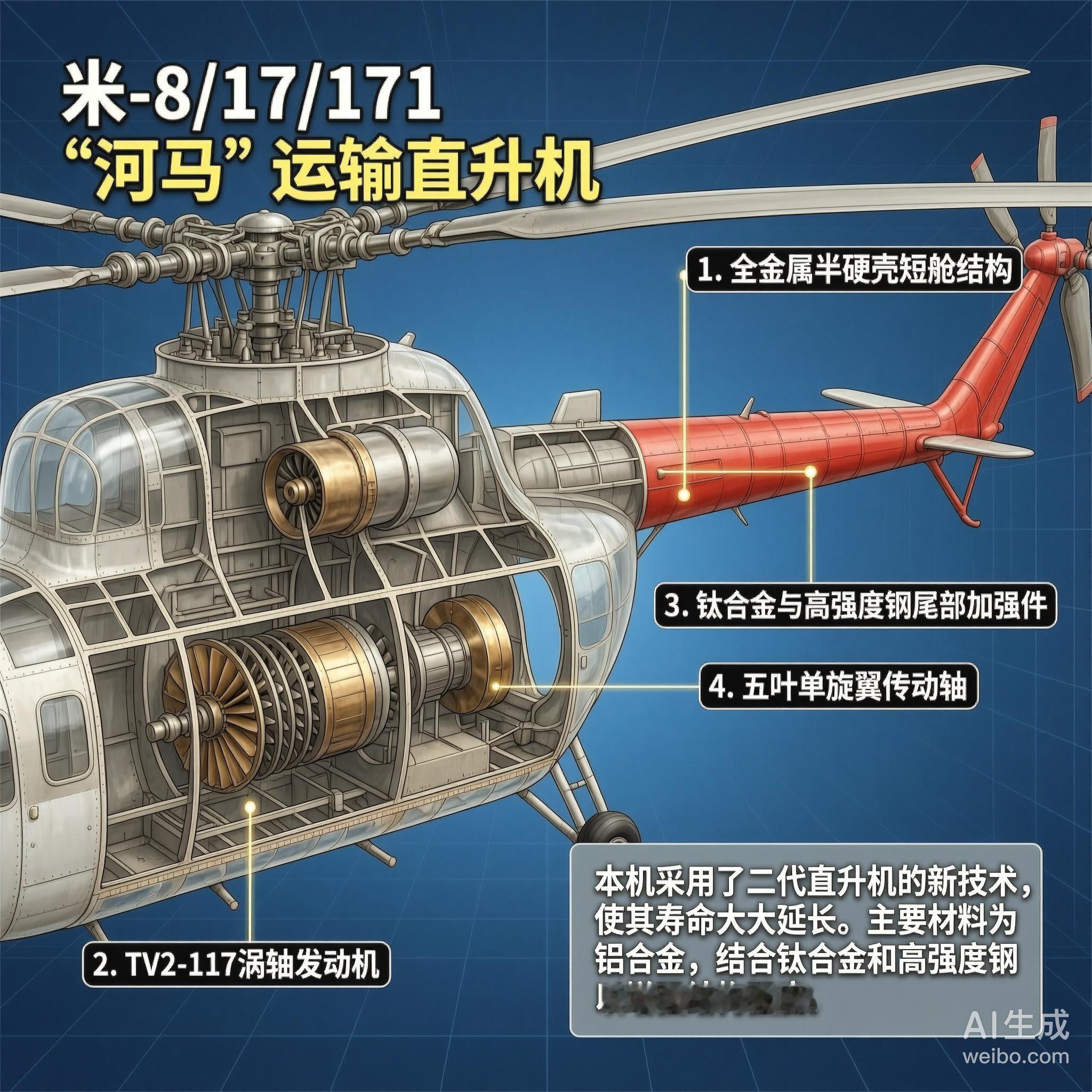 军事ai新视野米-8/17/171“河马”运输直升机［苏］机长：18.17米主