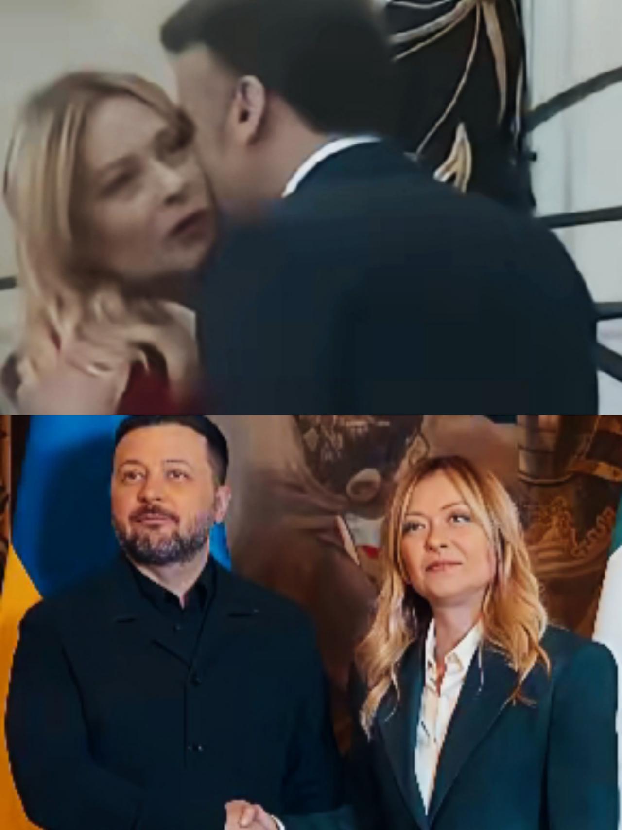 梅洛尼会见马克龙时和会见泽连斯基时，完全不同的不同的状态啊！马克龙比泽连斯基是