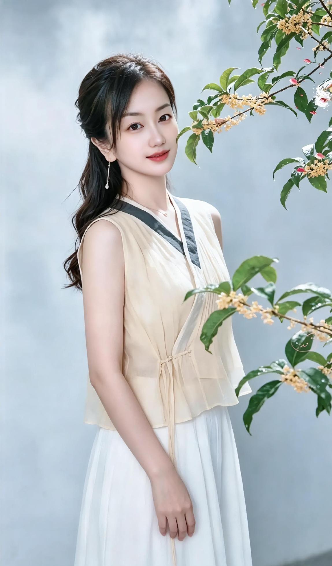 桂子飘香，轻染裙裳。新中式素雅，温婉了时光。你回眸浅笑，眸光