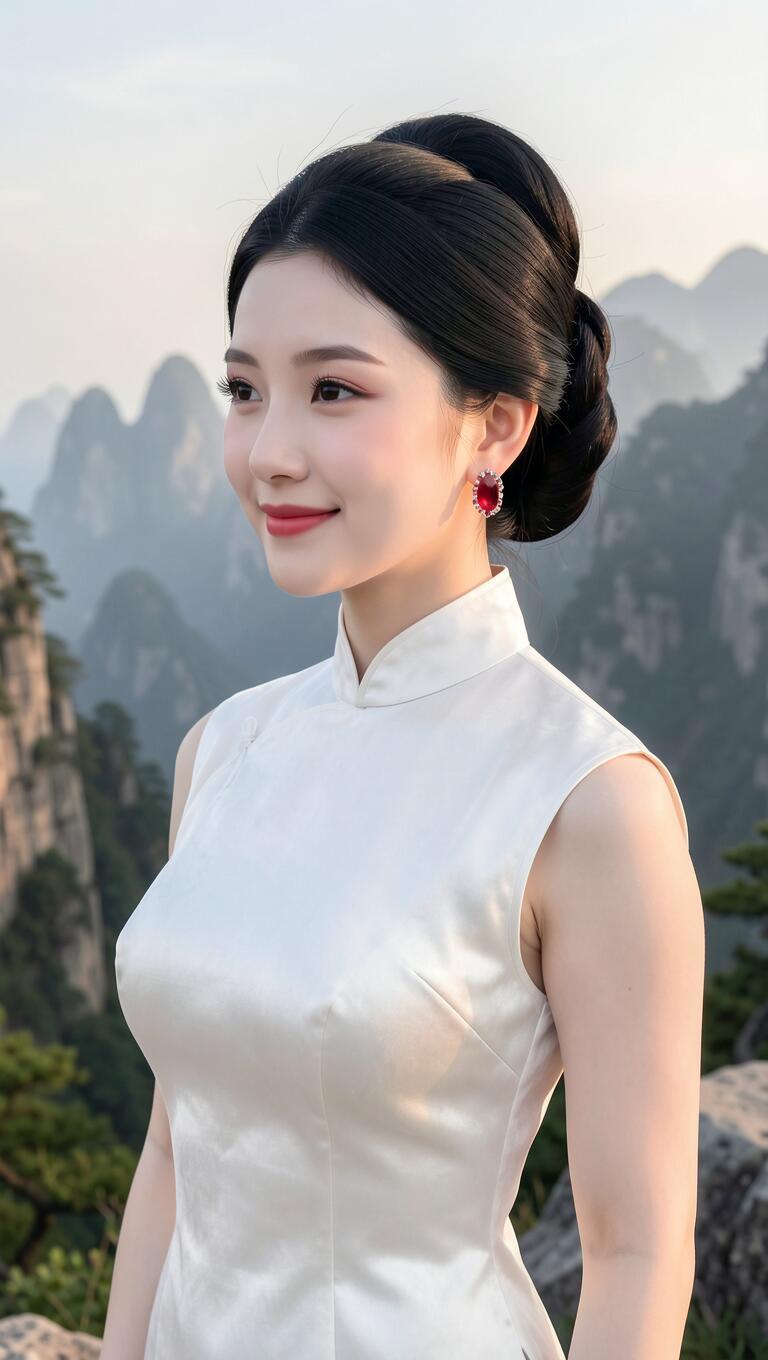 仙气飘飘的汉服少女，置身山水之间，宛如画中人。