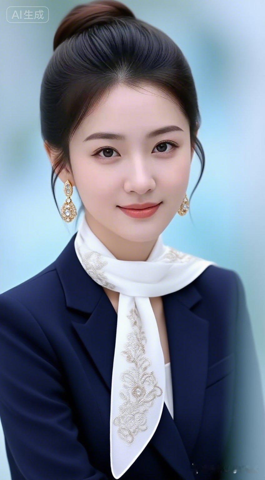 优雅职场风，气质白衬衫与深蓝西装的完美搭配，尽显女性魅力！