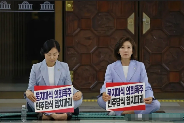 27日韩国国民力量党议员罗卿瑷当天宣布将开始通宵静坐针对共同民主党在国会选举专