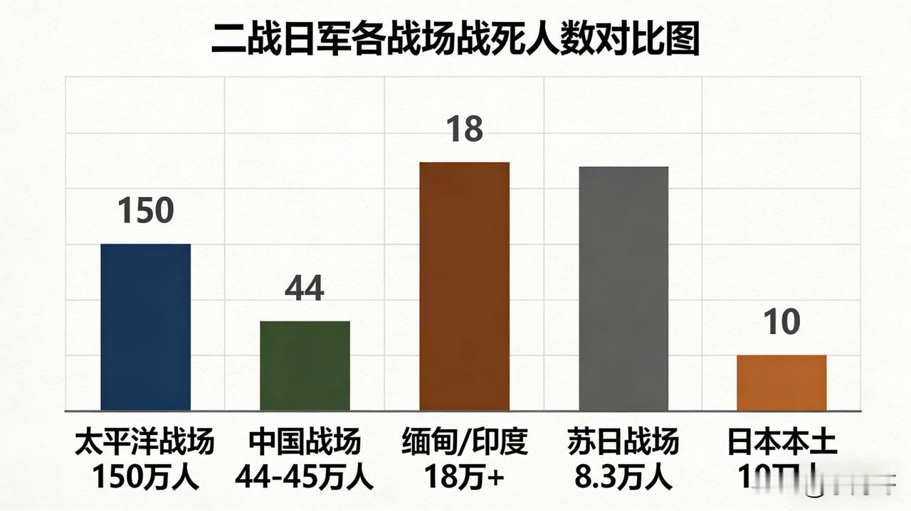 一张图看懂：二战日军到底死在哪最多？日本官方统计数据（军人战死数）：🔹