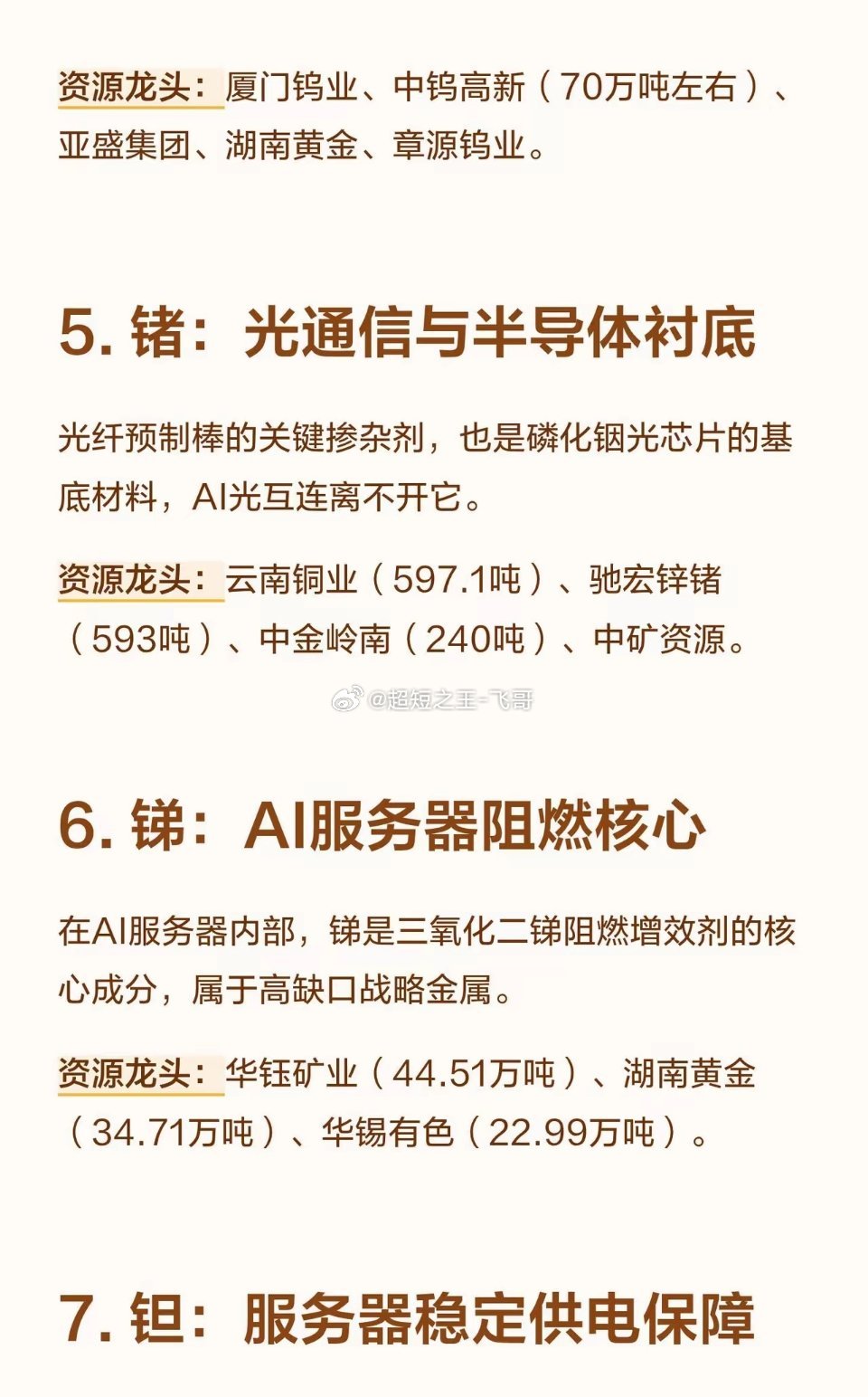 算力金属8大细分核心龙头，一次说清！最近AI算力赛道起起伏伏，很多重仓科技股的朋