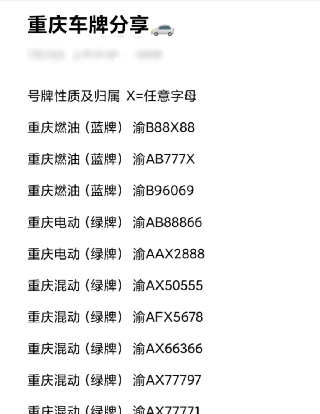 重庆好号码分享来啦！车牌靓号车牌选号车牌新车上牌上牌车牌号码标志