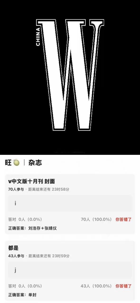 w中文版十月刊封面:刘浩存、张婧仪、单人封。​​​