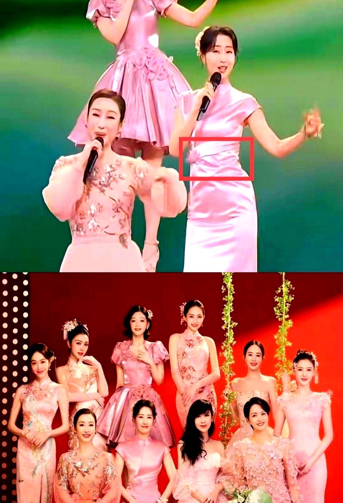 春晚后台炸了锅，50岁的刘敏涛就靠一条旗袍，硬生生把所有镜头从“腰精”姜妍身上给