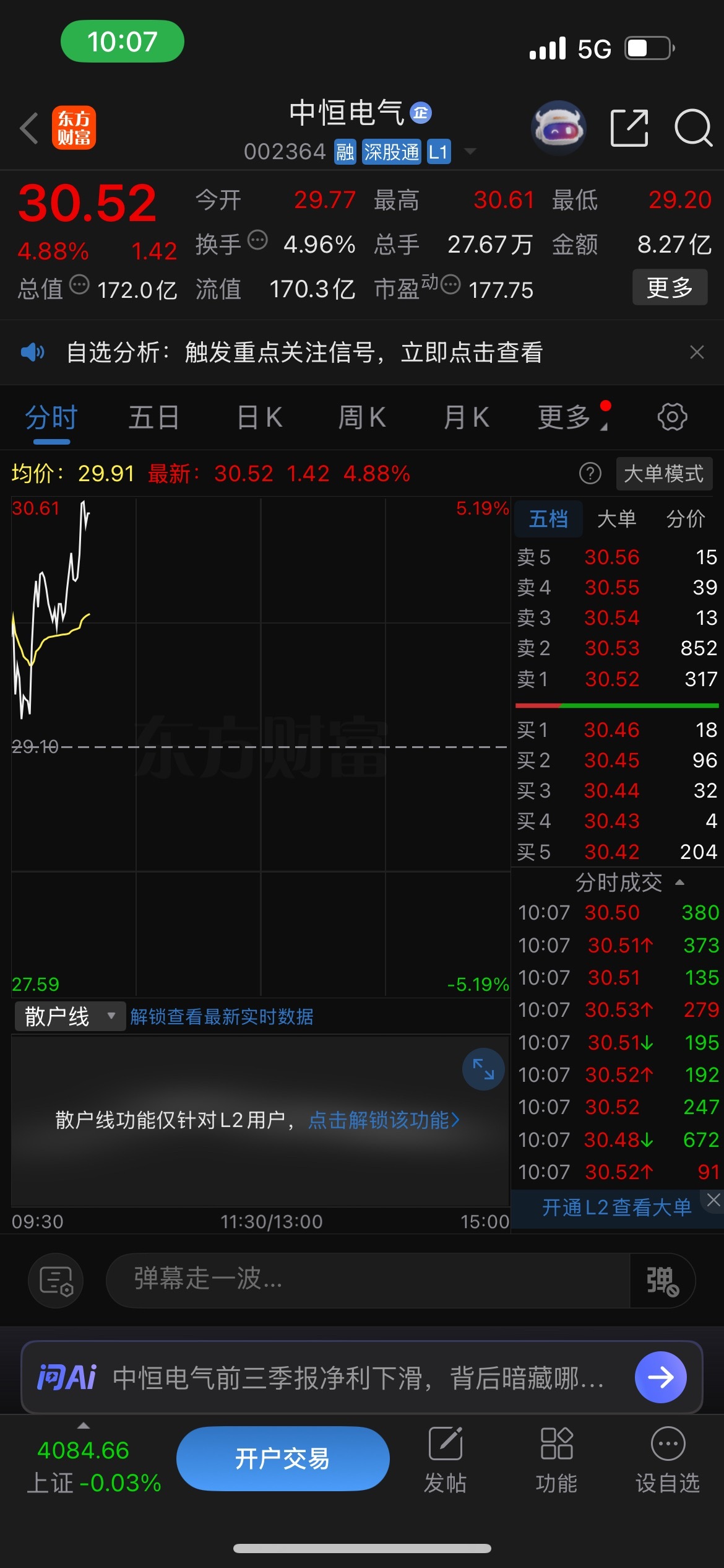 中恒电气，不贪的可直接落袋，知足常乐把赞赞点起来让我有动力继续寻找下一只～