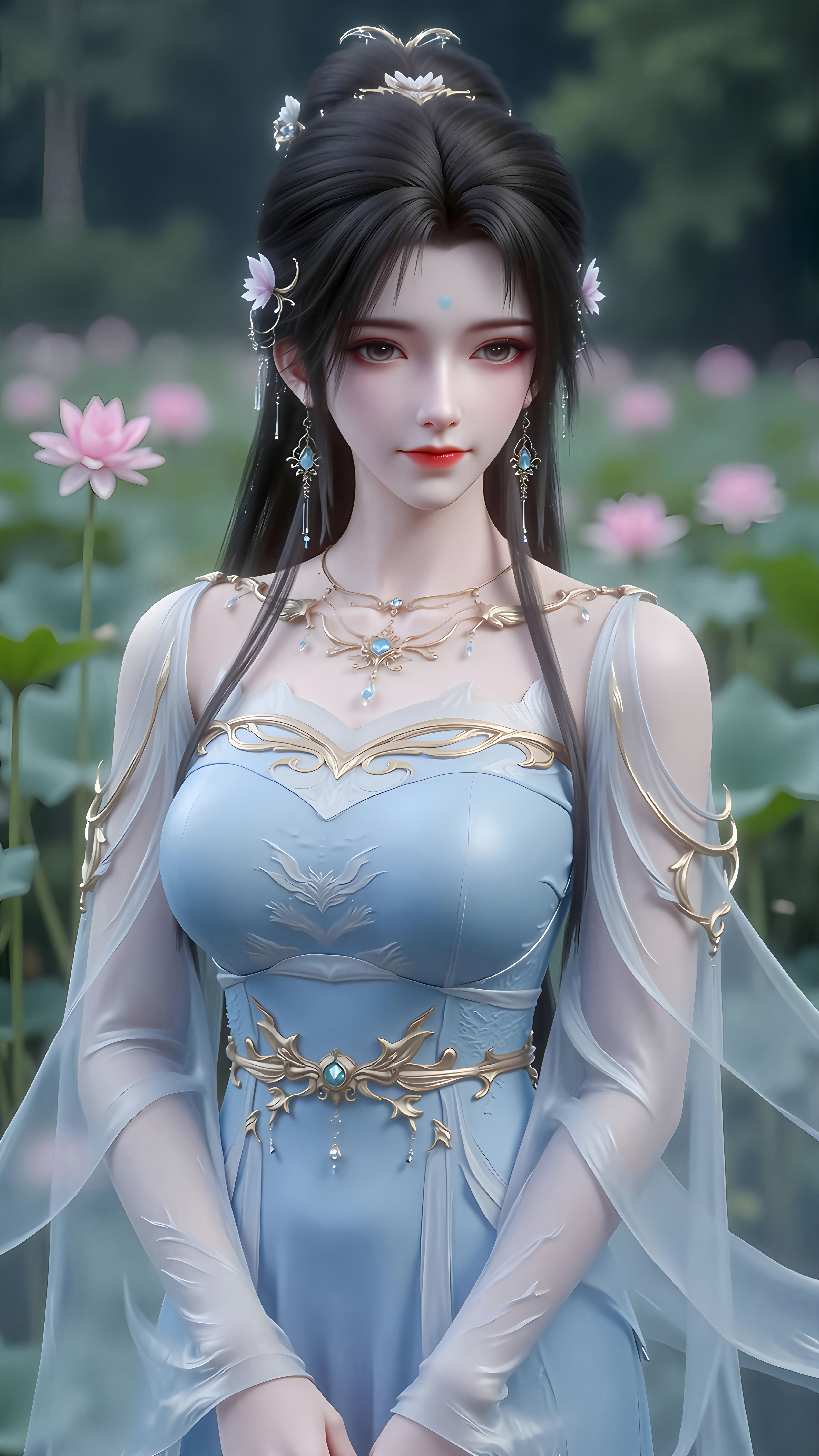 国漫完美世界清漪AI绘画壁纸：青月凝辉，玉容清冷惊鸿影！