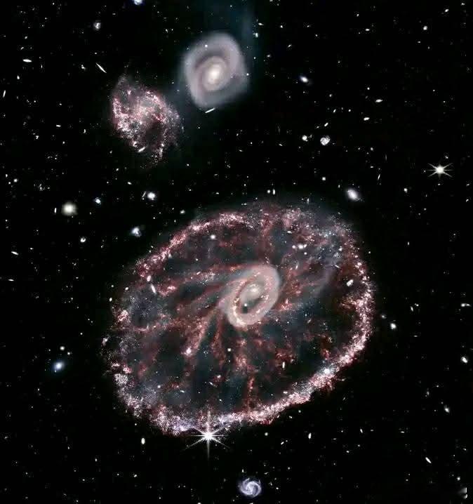 车轮座旋涡星系从未如此令人叹为观止。由詹姆斯·韦伯太空望远镜以惊艳的细节捕捉到的