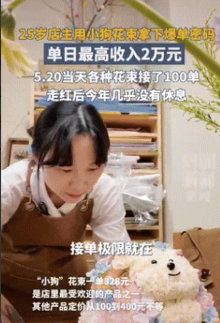 有一门手艺的重要性！”四川成都，一25岁店主用“小狗花束”拿下爆单密码，一天最高