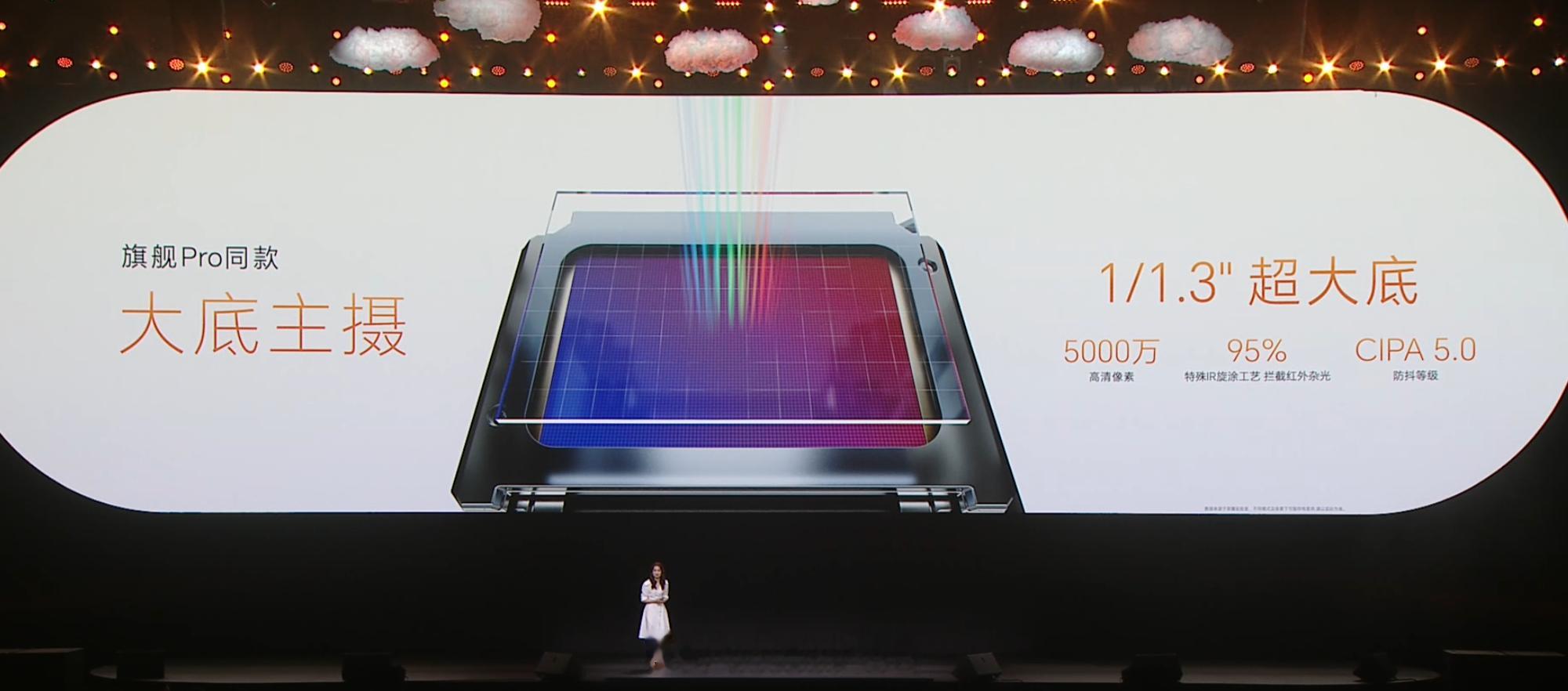 前置5000万像素镜头，后置5000万像素1/1.3英寸F1.6