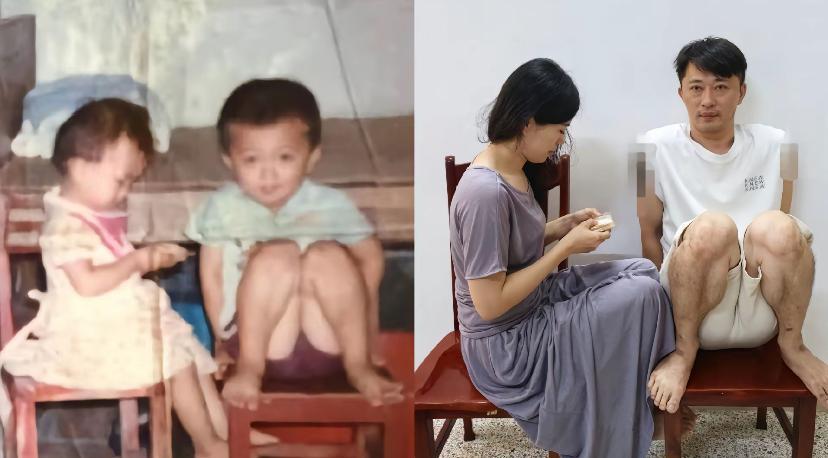 看小时候照片，你哥好像比你大。