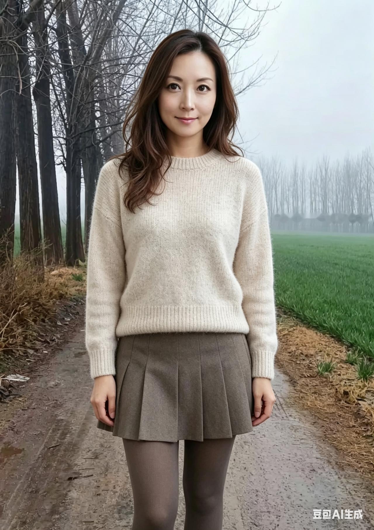 裙影迎风立，玉步踏春来。