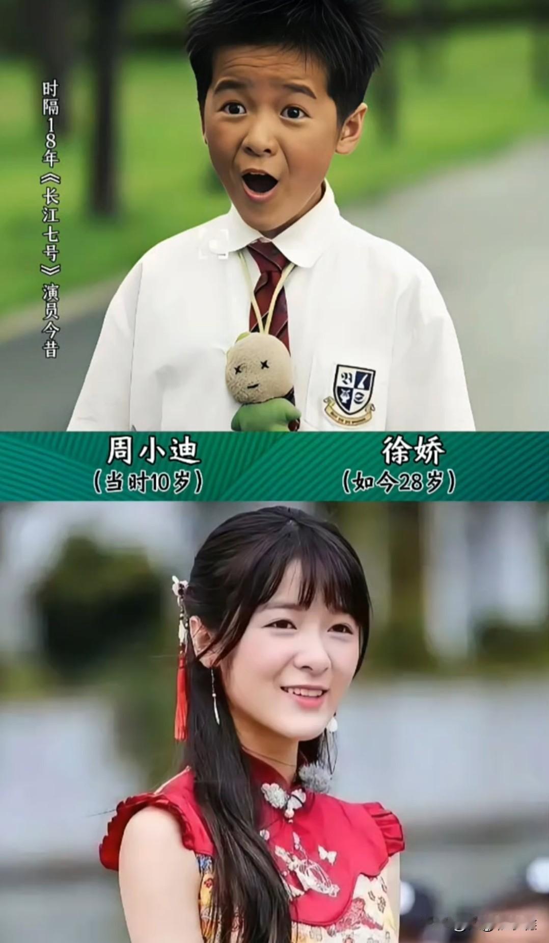 时隔18年“长江七号”10位演员今昔对比，你更喜欢谁呢？我个人更喜欢张雨