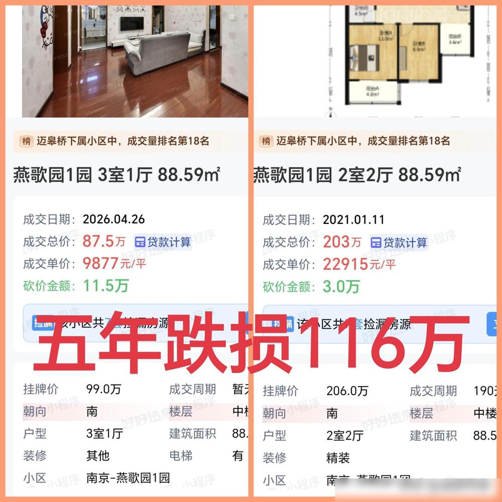 南京丁家庄：房产洼地难抵膝斩！五年跌损116万！前两年我还陪刚工作的侄子去那