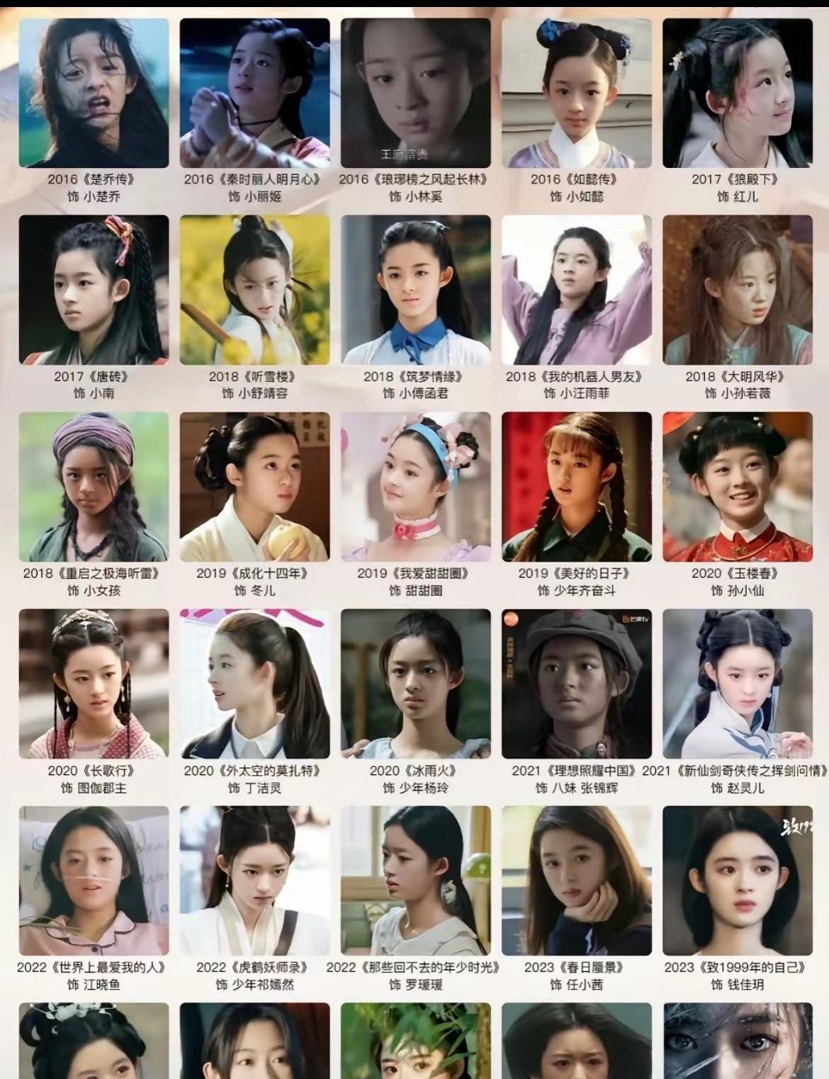 不扒不知道，细扒才知道名不经传的黄杨钿甜竟然已经出演了33部戏，从小楚乔演到了大