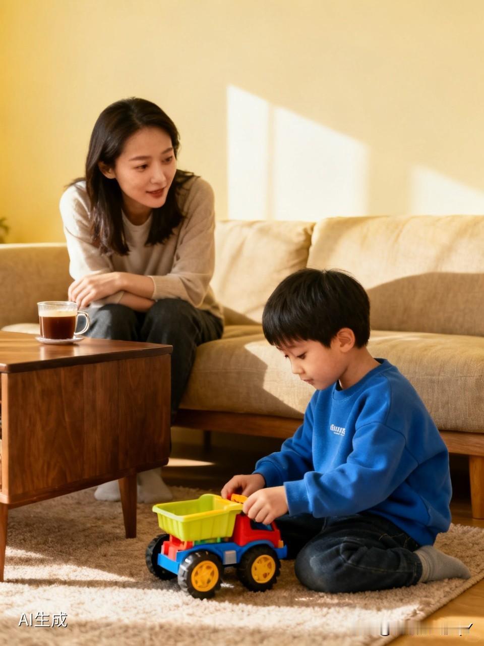 有个女子出差归来，刚进家门，便轻声问自己的宝贝儿子：“妈妈这几天不在家，爸爸有没