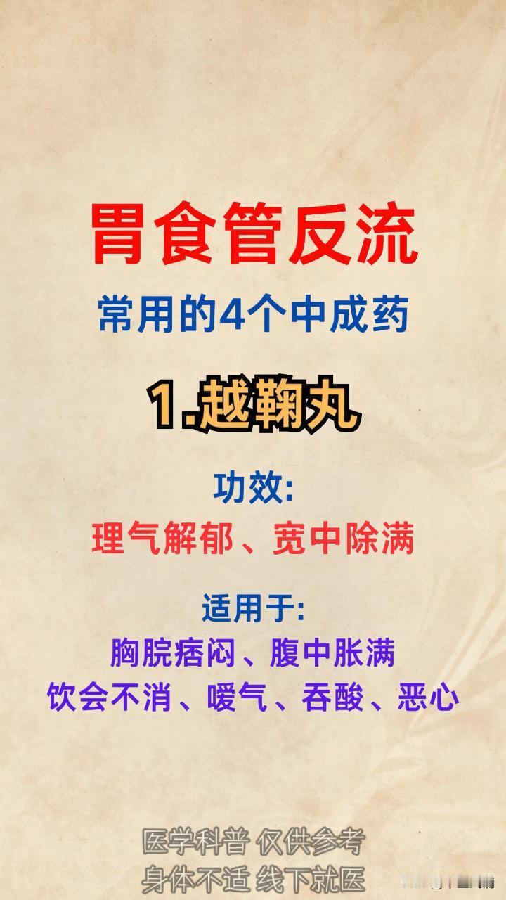 胃食管反流，常用的4个中成药！