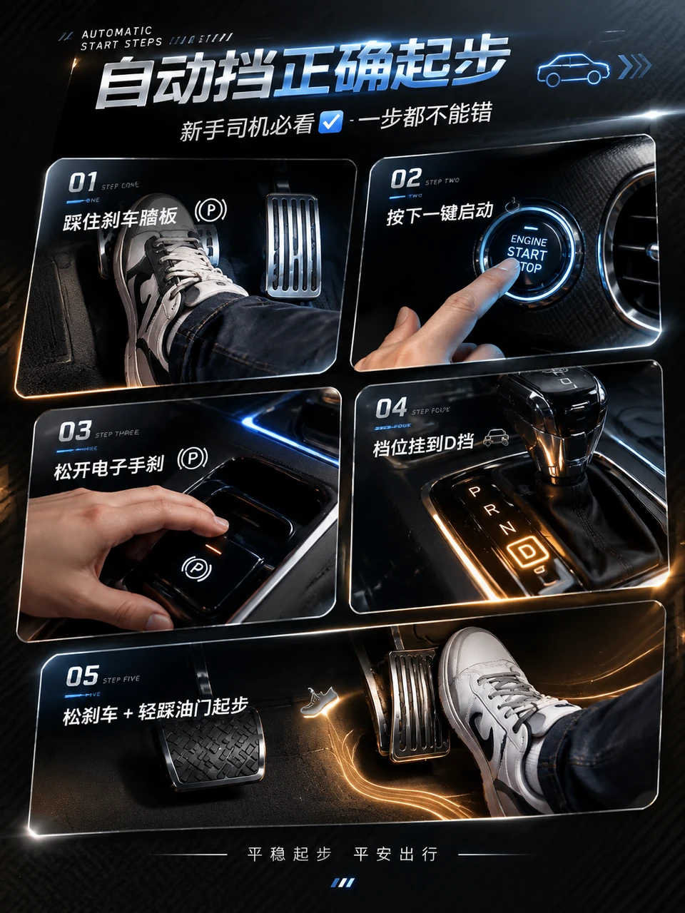 🚗自动挡正确5步法，新手必看！
