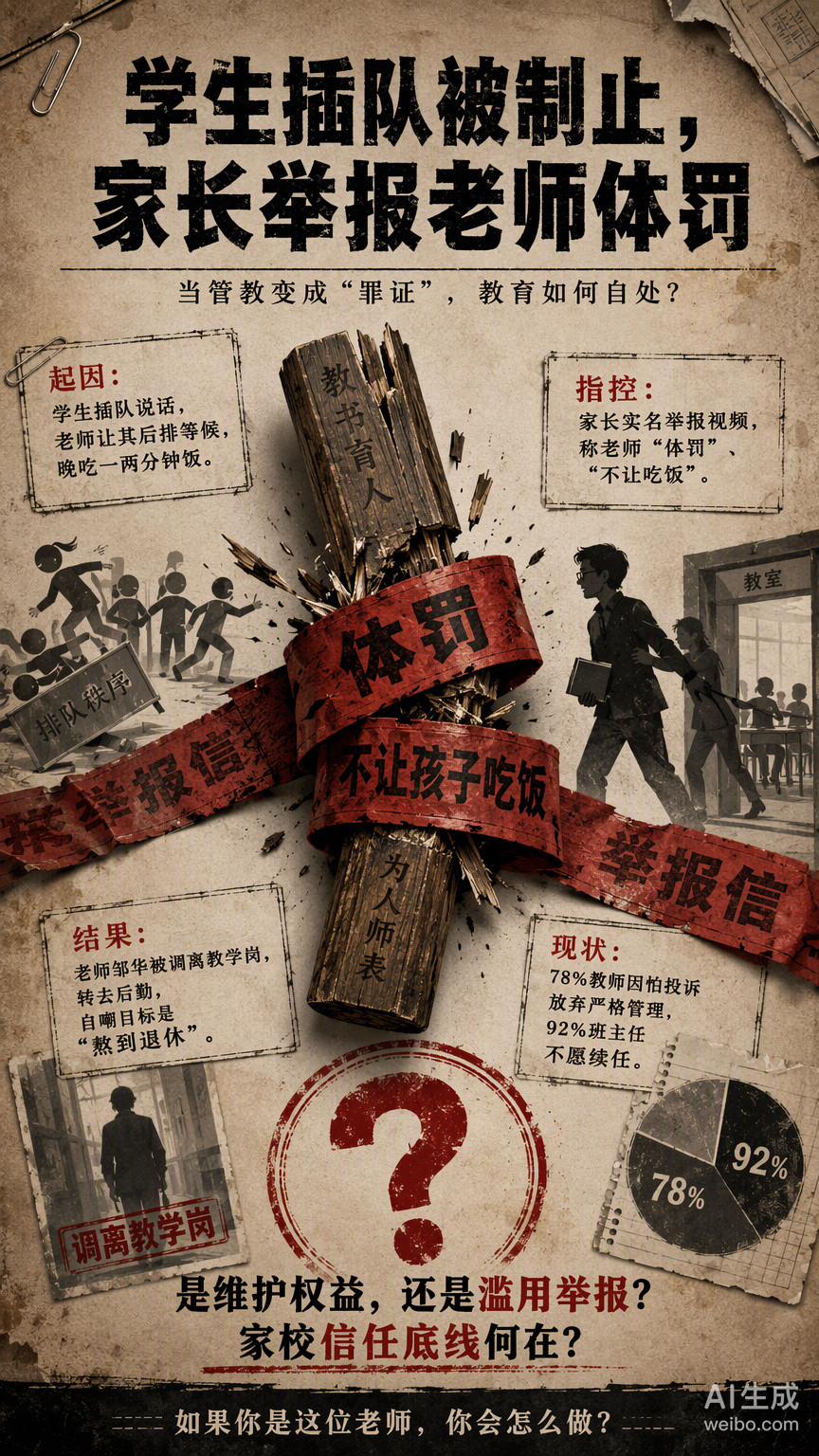 这种操作看似是家长对教学秩序的极限关切，实则是把本该由沟通机制承担的信任责任，转嫁成了对教师职业尊严