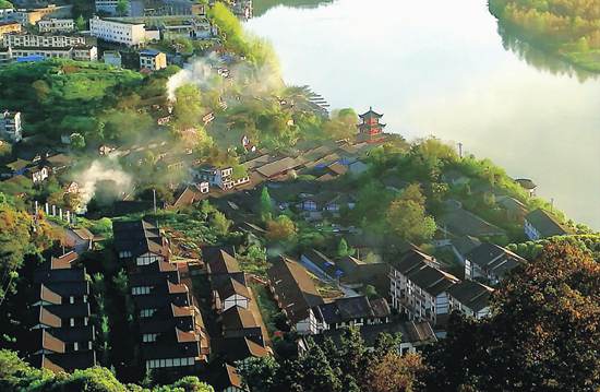 蓬安县嘉陵第一桑梓景区 古镇夕照