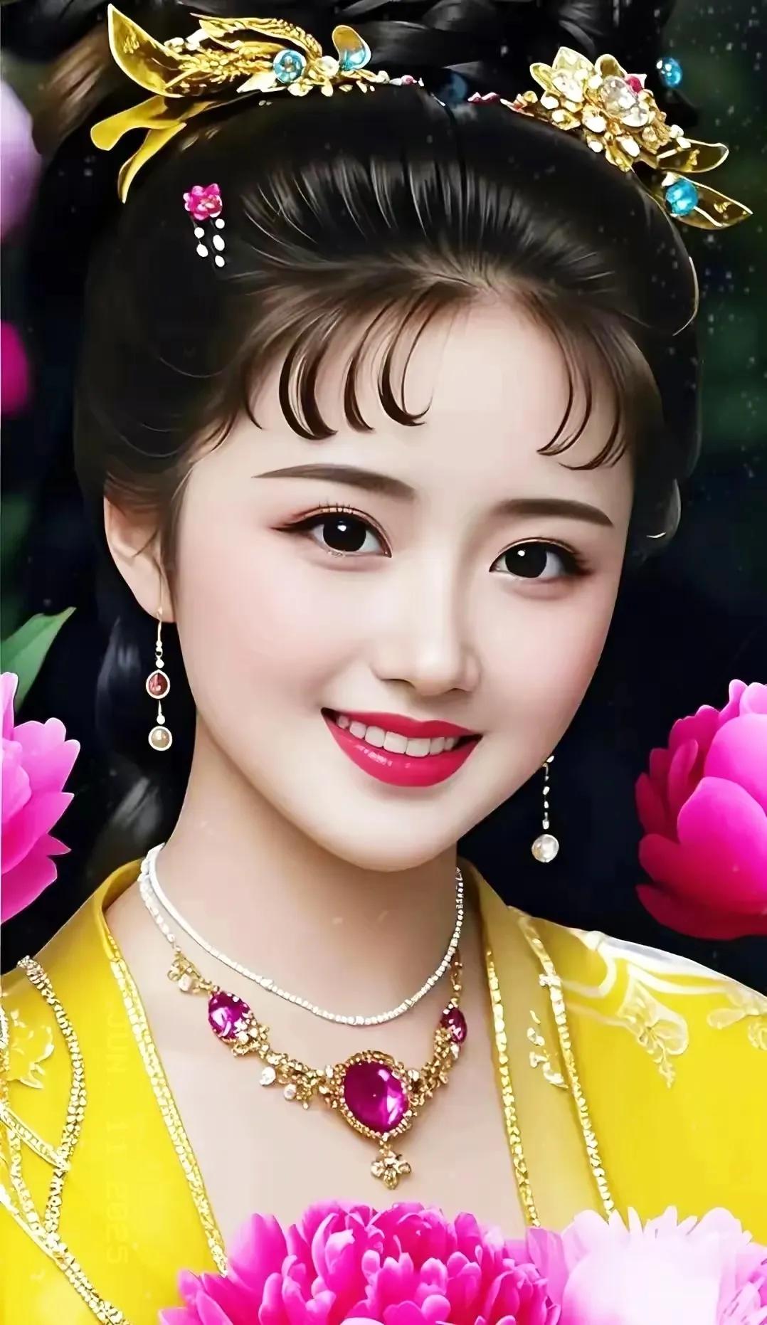 这姑娘打扮得真漂亮，像古装剧里的美人。