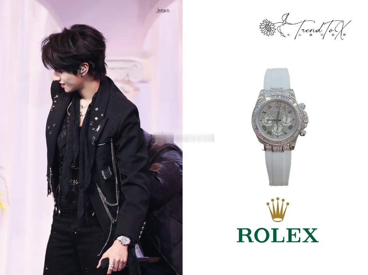 朱志鑫佩戴的劳力士品牌：劳力士迪通拿116599TBR系列稀缺：表壳用18K白金