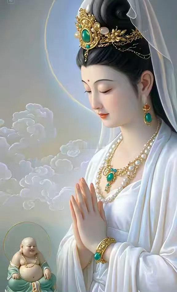 遇到观音菩萨一定要许愿一拜保平安，二拜祛灾祸。三拜家宅兴，四拜儿孙旺。五拜财源来