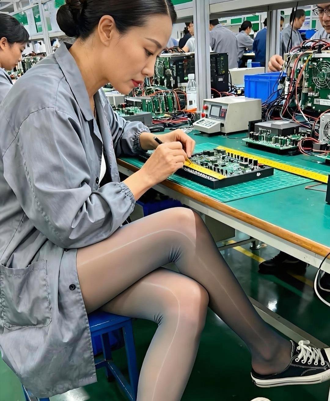 爱美之心无论年龄大妈的发亮丝袜彰显个性