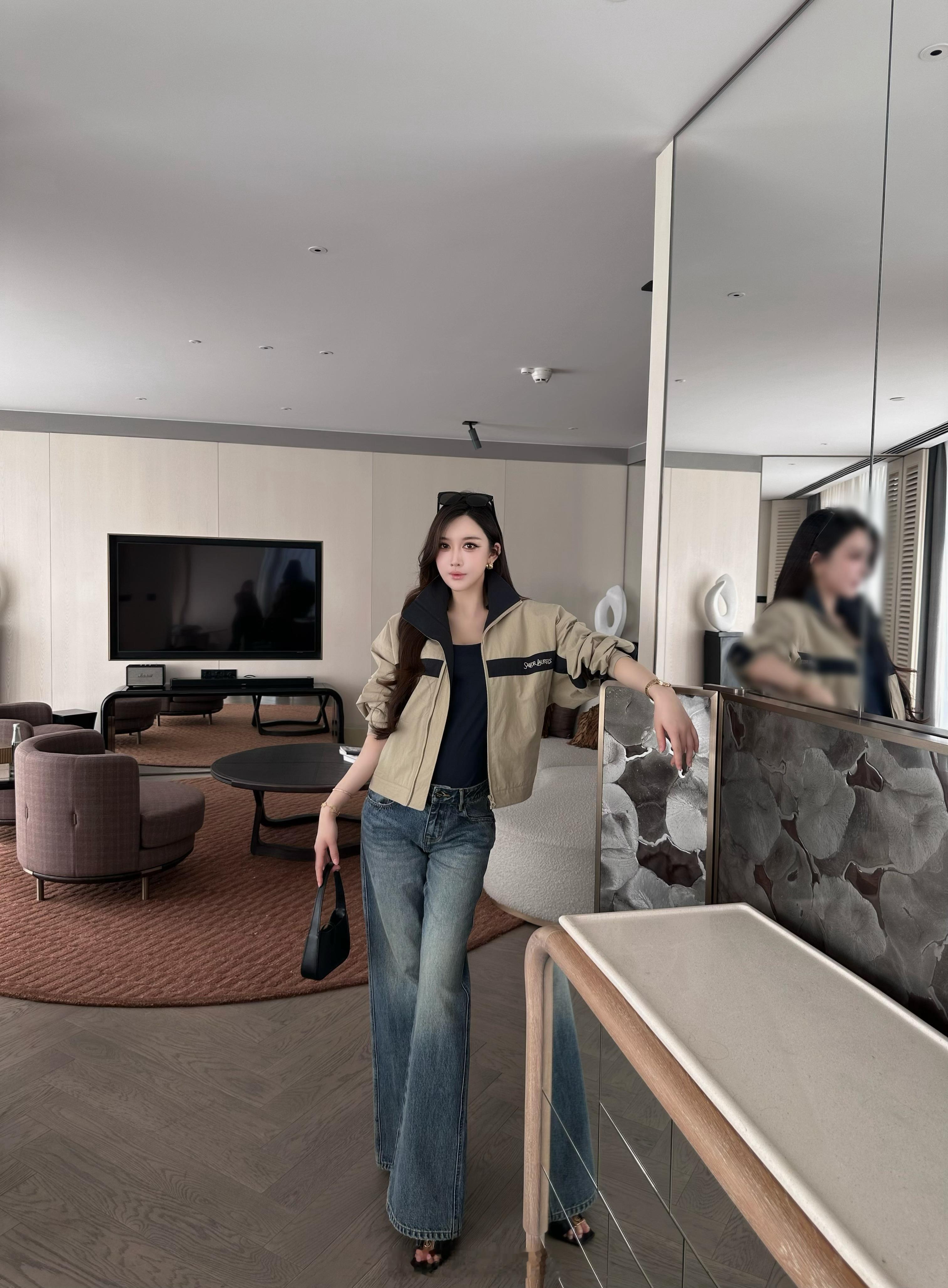 好哇塞的ysl夹克。孕晚期我的自留私服