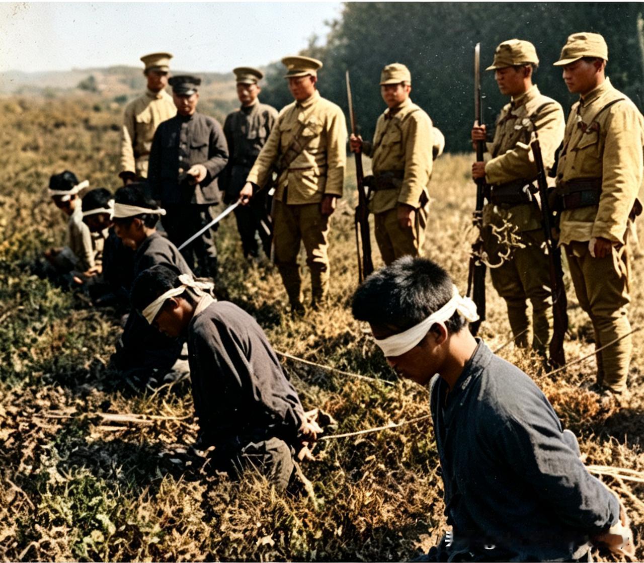 这张照片是1937年12月13日，日军占领南京后，实施毫无人性的大屠杀。照片中